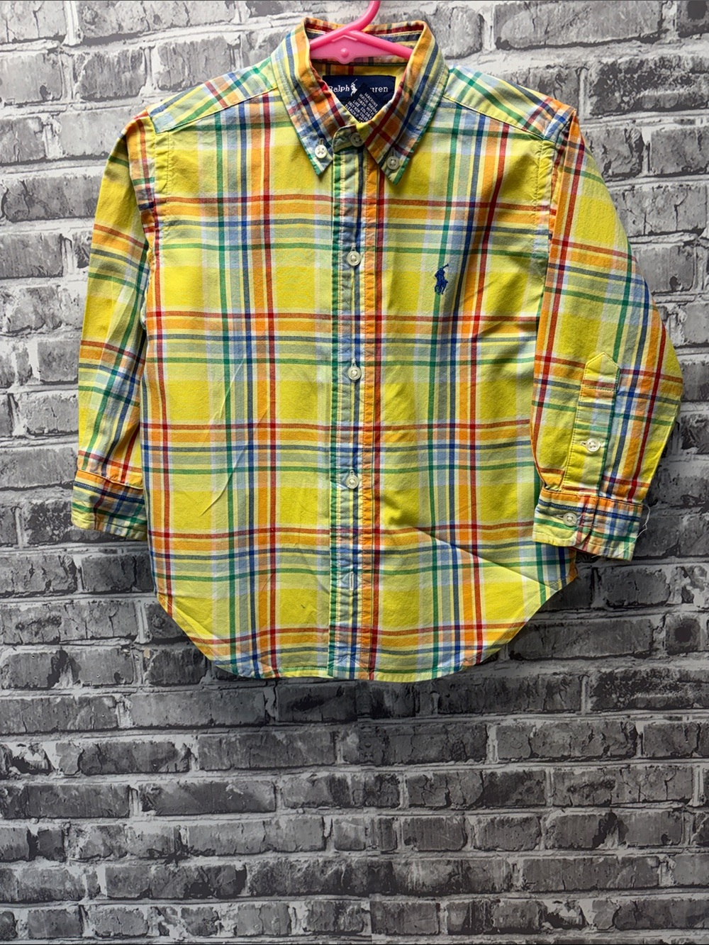 Ralph Lauren Yellow Multicolor Plaid Button-Down Shirt